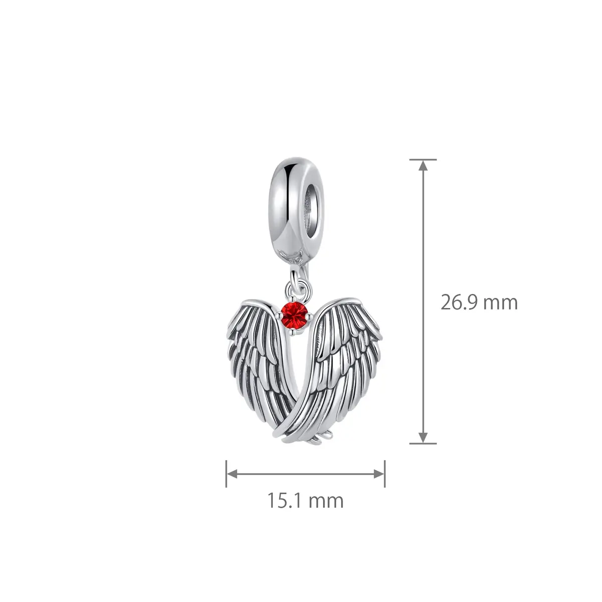 NARTGO Guardian Angel Red July Birthstone Charm with Lobster Clasp, 4.5mm-5.0mm Hole Diameter | Authentic USA Import - view 3