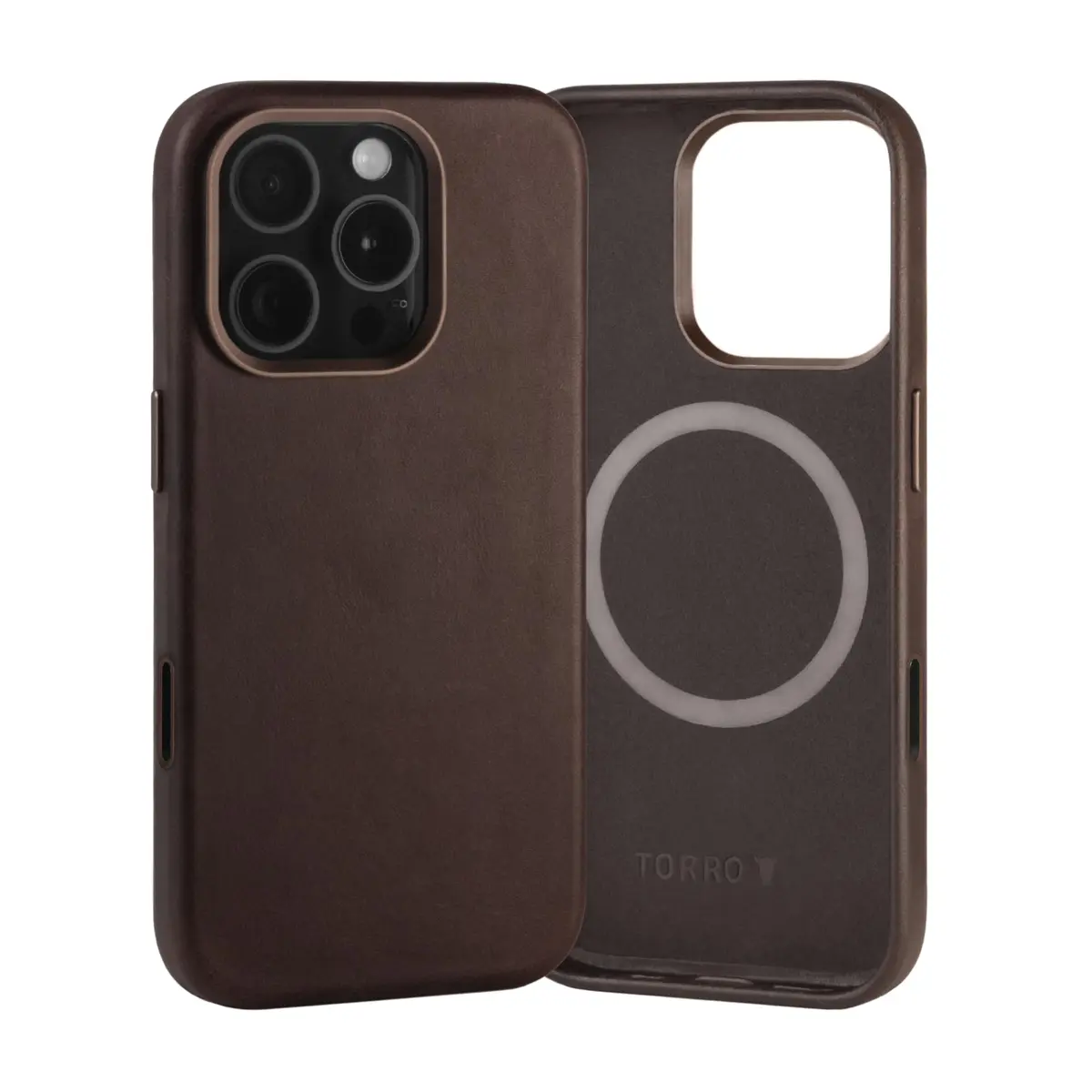TORRO Leather Case for iPhone 16 Pro Max – Slim MagSafe Compatible Bumper (Dark Brown) - main product image