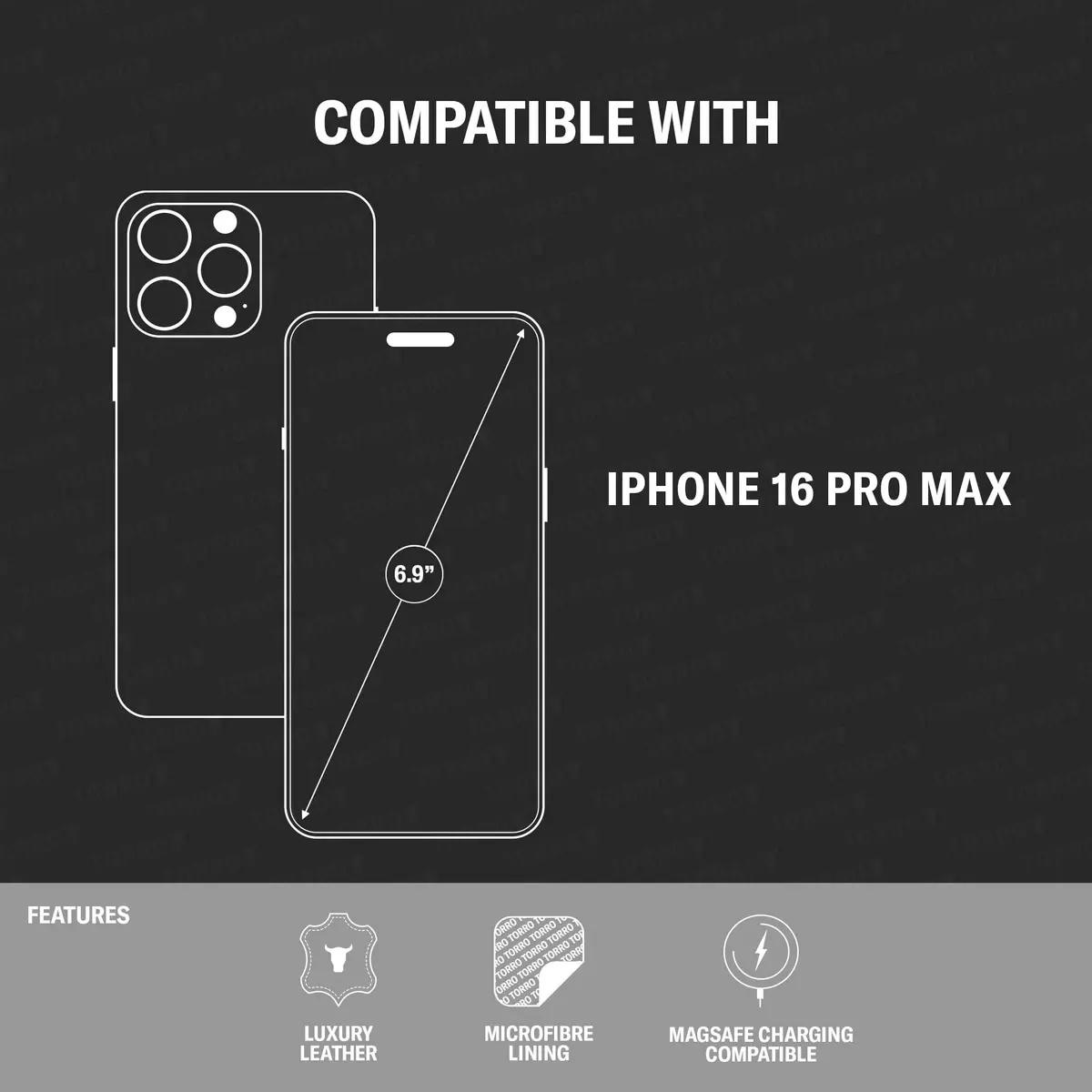 TORRO Leather Case for iPhone 16 Pro Max – Slim MagSafe Compatible Bumper (Dark Brown) - view 2