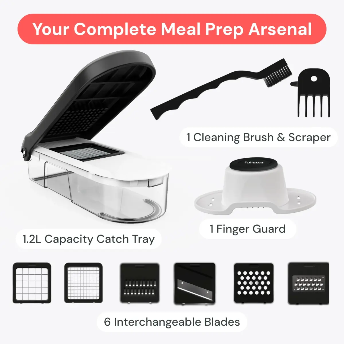 Fullstar Pro Core Vegetable Chopper & Mandoline Slicer 6-in-1 | 6 Stainless Steel Blades + Container - view 8