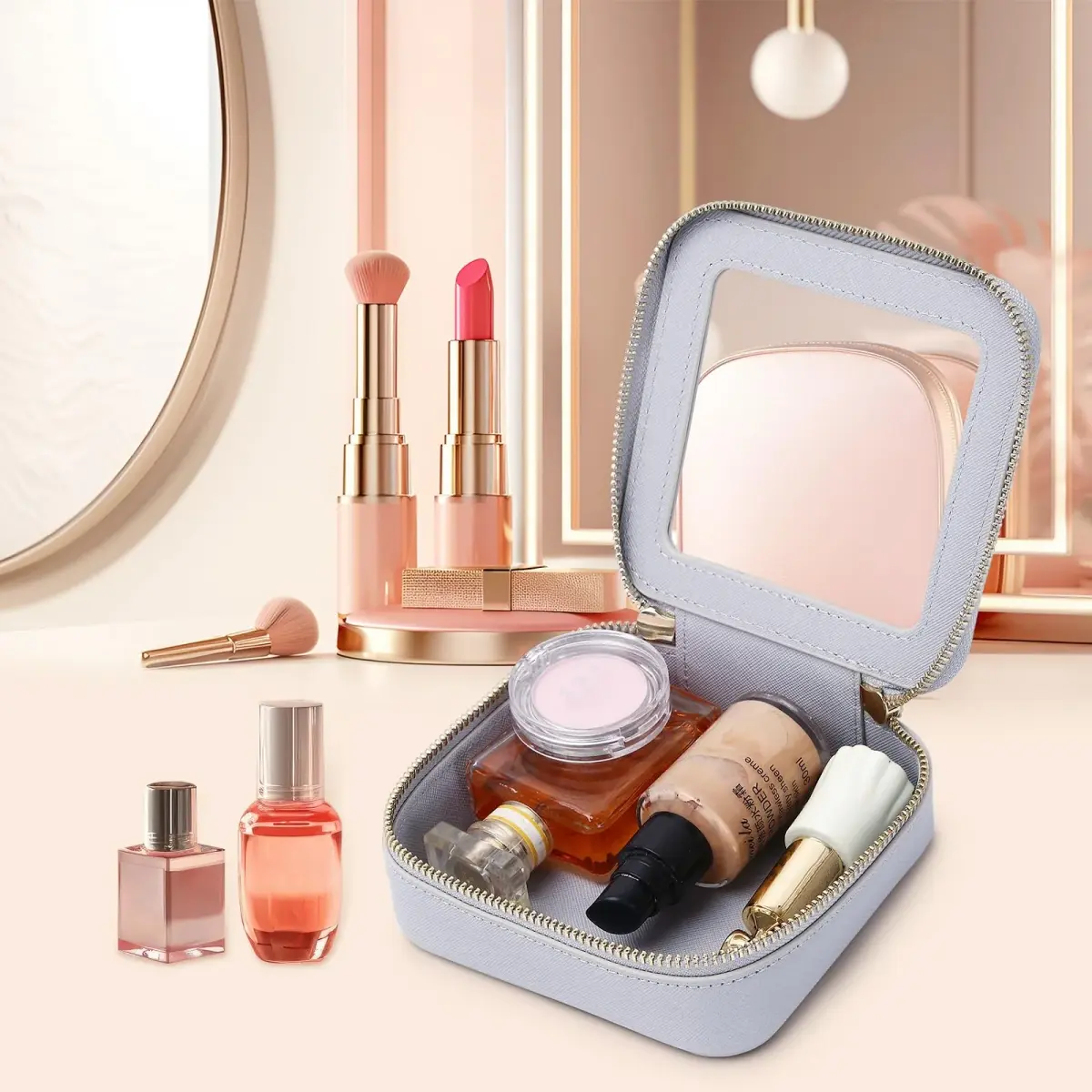 Pinkmik A1/Gray MINI-1 Clear Travel Cosmetic Case - TSA Approved Mini Makeup Bag - view 4