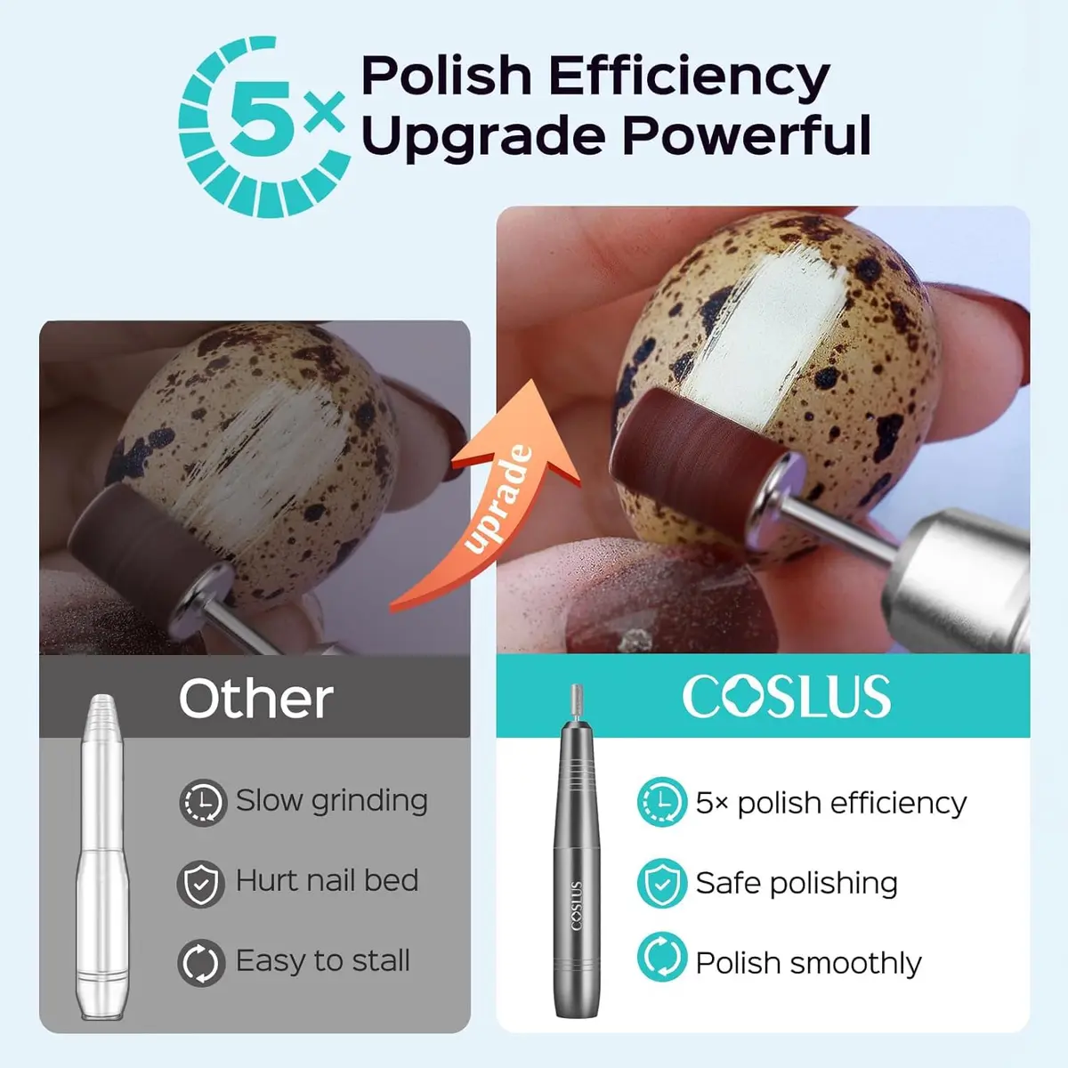 COSLUS C40 Electric Nail Drill Professional with Dial Speed Control & 6 Bits | Grey, Metal, Corded Electric - view 2