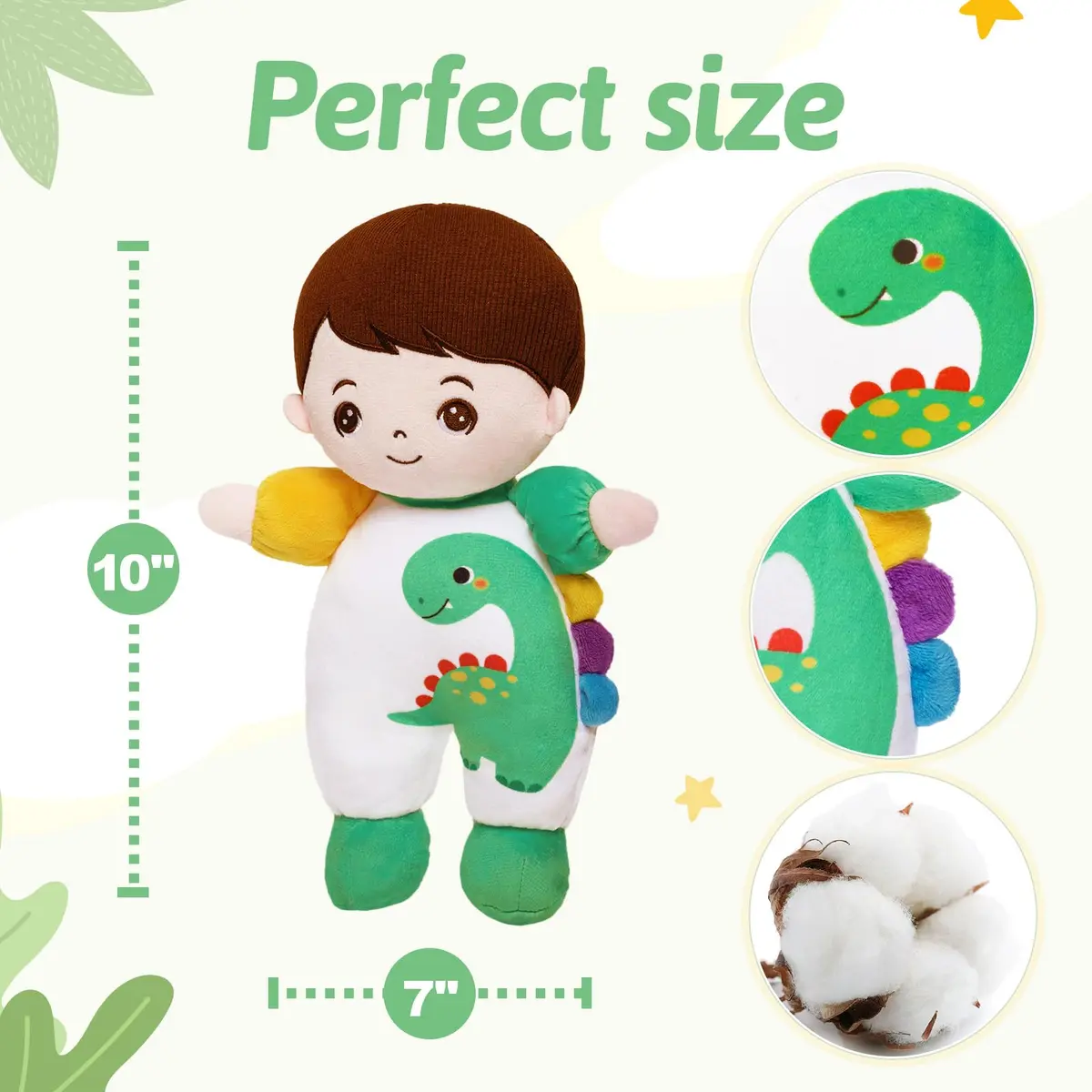 OUOZZZ Dinosaur Plush Toy 25cm (10") | CPC Certified & CPSIA Tested for Safe Play - view 2
