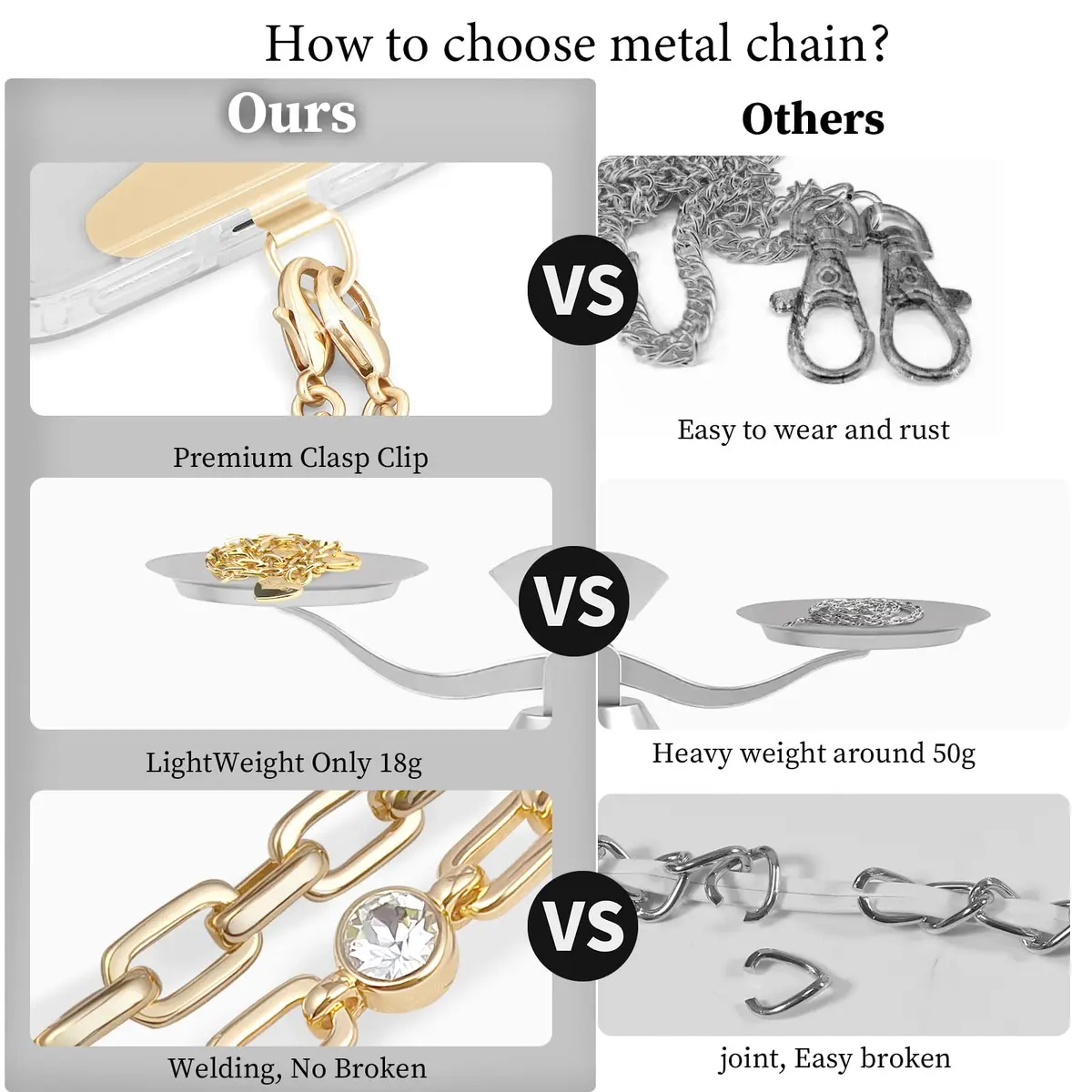 MOUTAKEY Metal Heart Phone Wristlet Strap with Metal Phone Tether Tab - Light Gold | Universal Compatibility & Secure Anti-Theft Protection - view 5