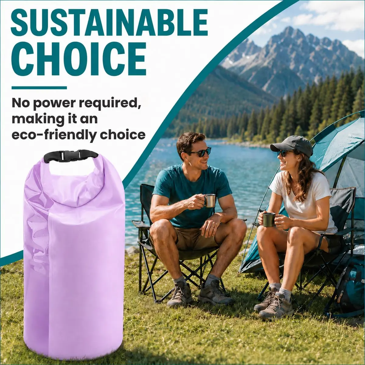 Tilcore Portable Wash Bag with Retractable Clothesline - 3L (101 Fl Oz) Lavander | Non-Electric Manual Washer for Travel & Camping - view 8
