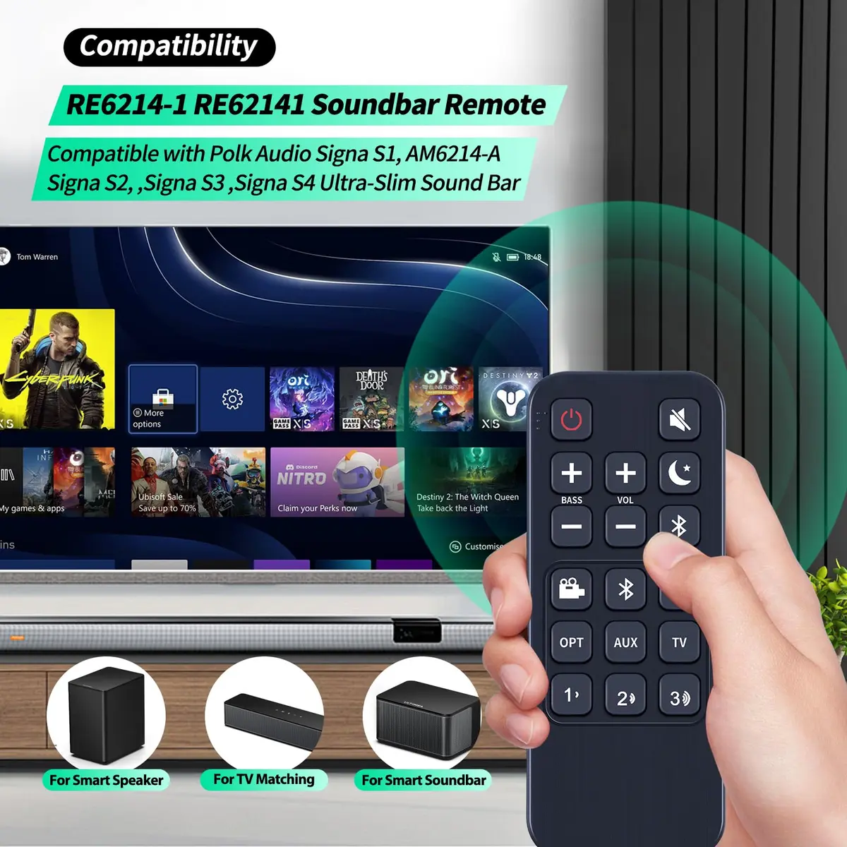 WDZP Remote Control for Polk Signa S1 & S2 | Universal Replacement, Infrared, 12m Range - view 2