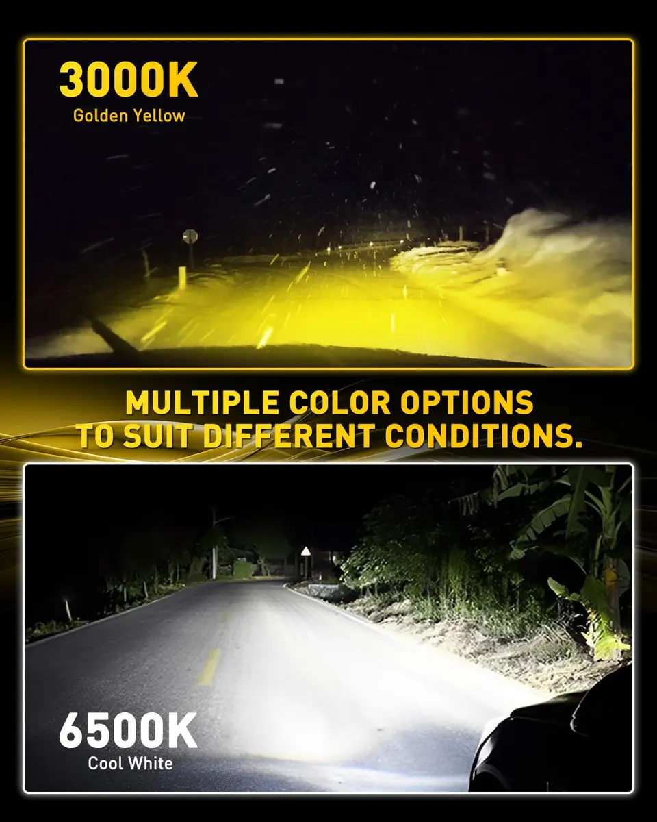 AUXITO H11 H8 H16 Switchback LED Fog Light Bulbs 6500K White/3000K Amber Yellow 10000 Lumens (Pack of 2) - view 2