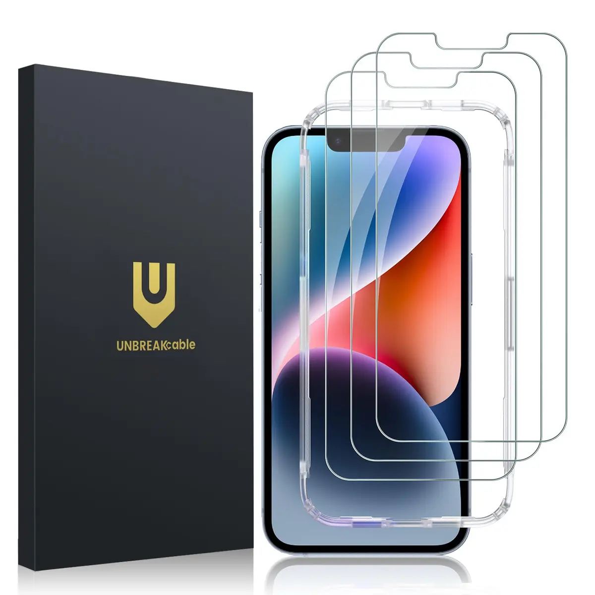 UNBREAKcable Screen Protector for iPhone 17e/14/13 | 9H+ Glass, 6.1 inch, 3 Pack - main product image