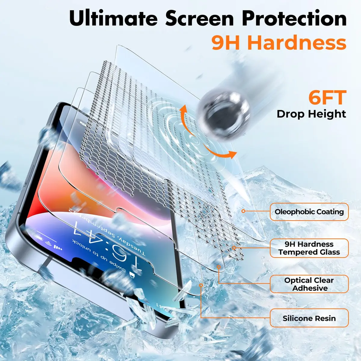 UNBREAKcable Screen Protector for iPhone 17e/14/13 | 9H+ Glass, 6.1 inch, 3 Pack - view 5