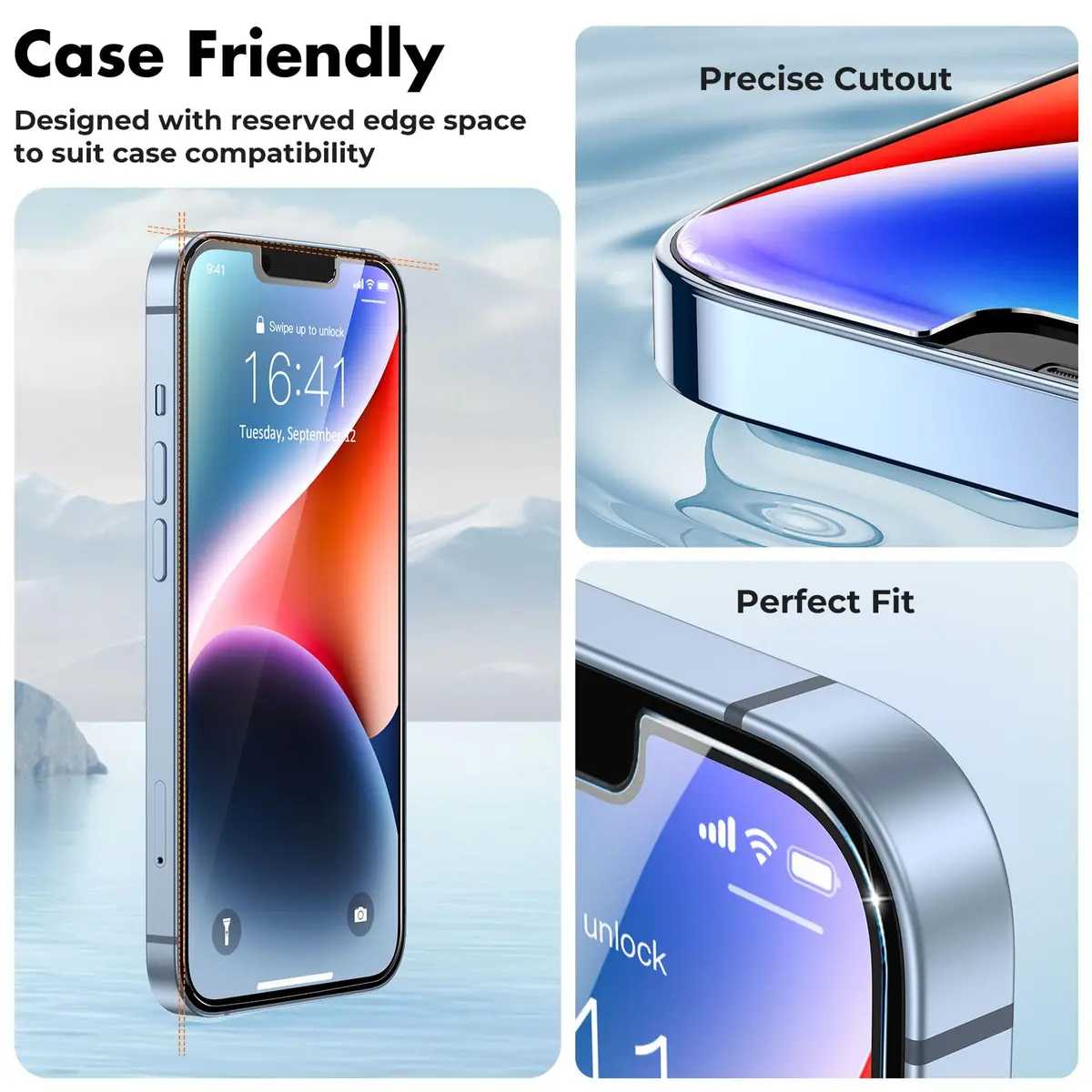 UNBREAKcable Screen Protector for iPhone 17e/14/13 | 9H+ Glass, 6.1 inch, 3 Pack - view 6