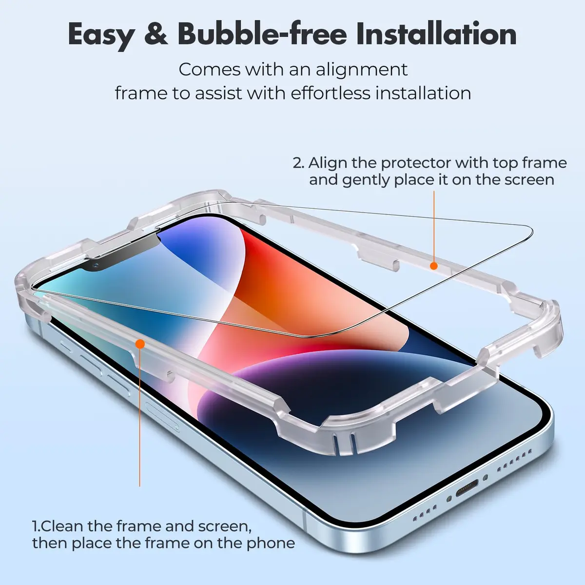 UNBREAKcable Screen Protector for iPhone 16e/13 Pro/14/13 | 2-Pack Tempered Glass, 9H Hardness, HD Clear, Case Friendly - view 4