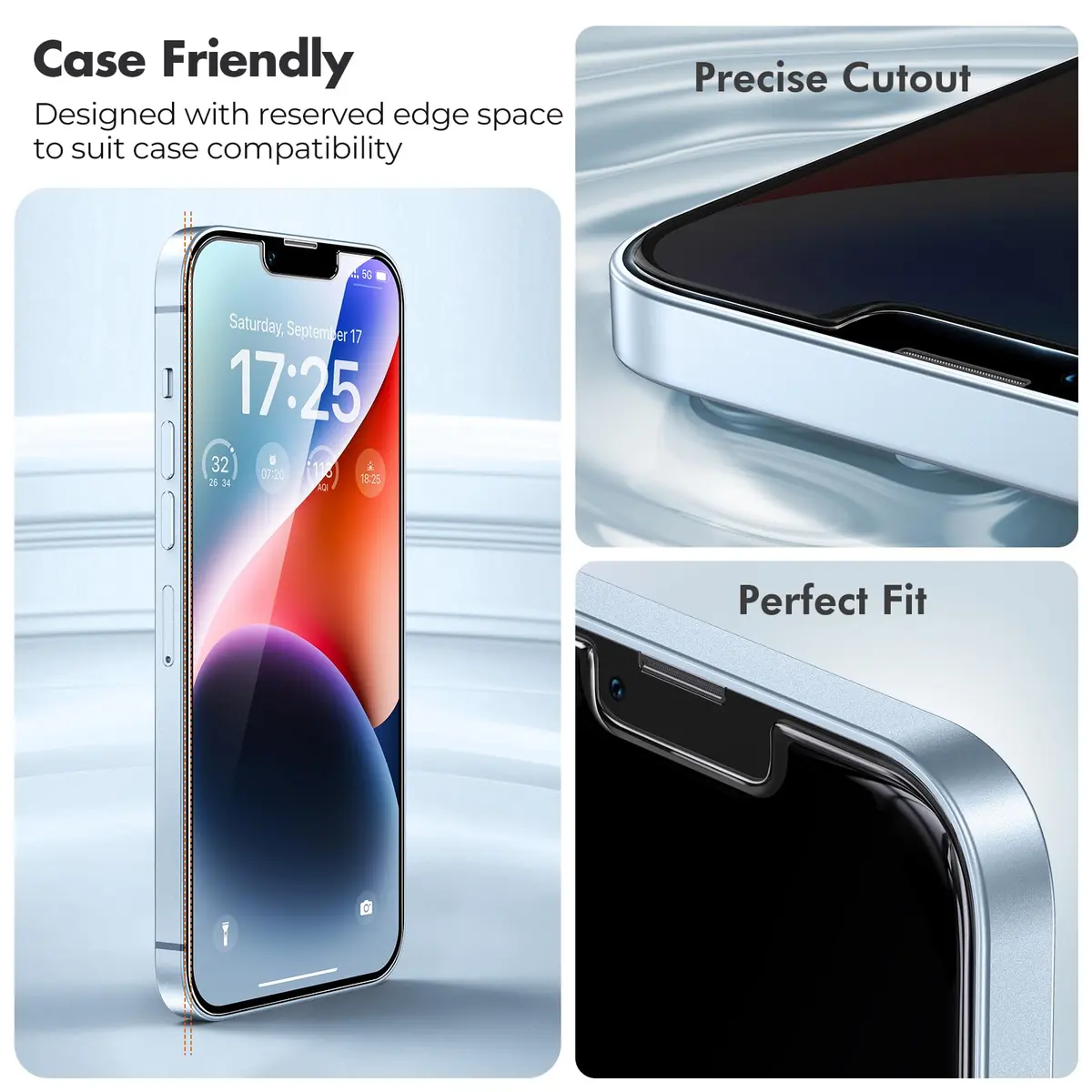 UNBREAKcable Screen Protector for iPhone 16e/13 Pro/14/13 | 2-Pack Tempered Glass, 9H Hardness, HD Clear, Case Friendly - view 6