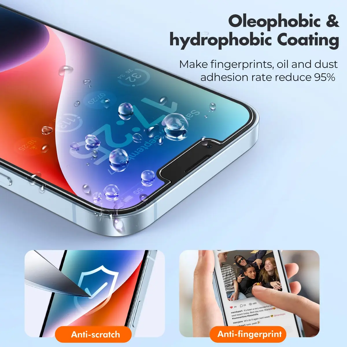 UNBREAKcable Screen Protector for iPhone 16e/13 Pro/14/13 | 2-Pack Tempered Glass, 9H Hardness, HD Clear, Case Friendly - view 2