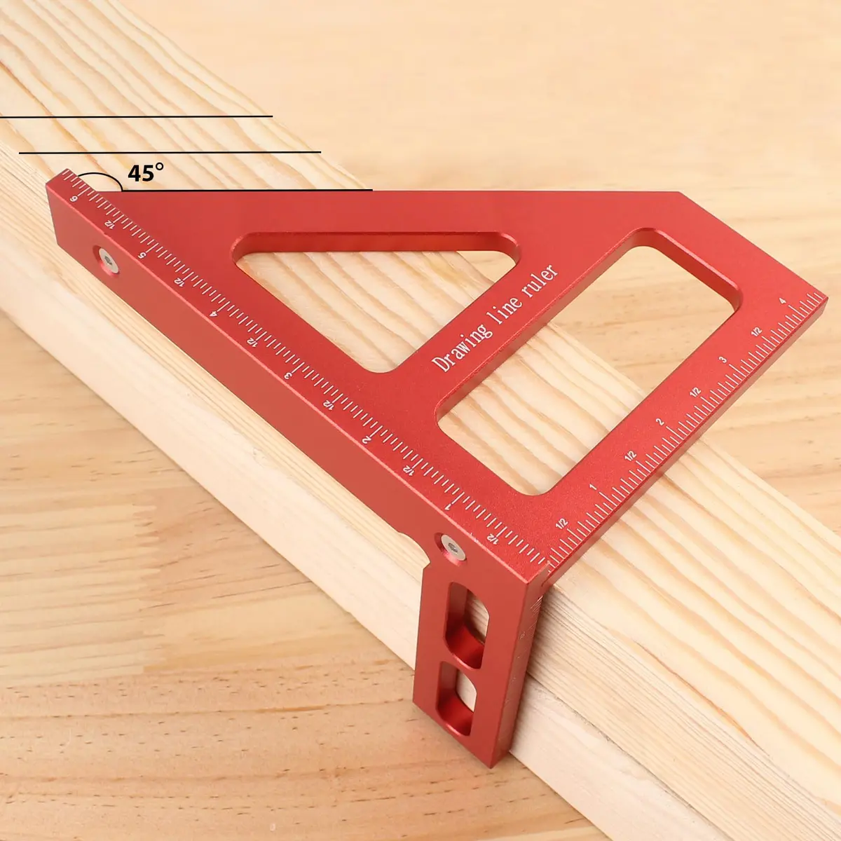 KETIPED 6" Imperial 3D Multi-Angle Measuring Ruler,45/90 Degree Aluminum Alloy for Woodworking - view 5