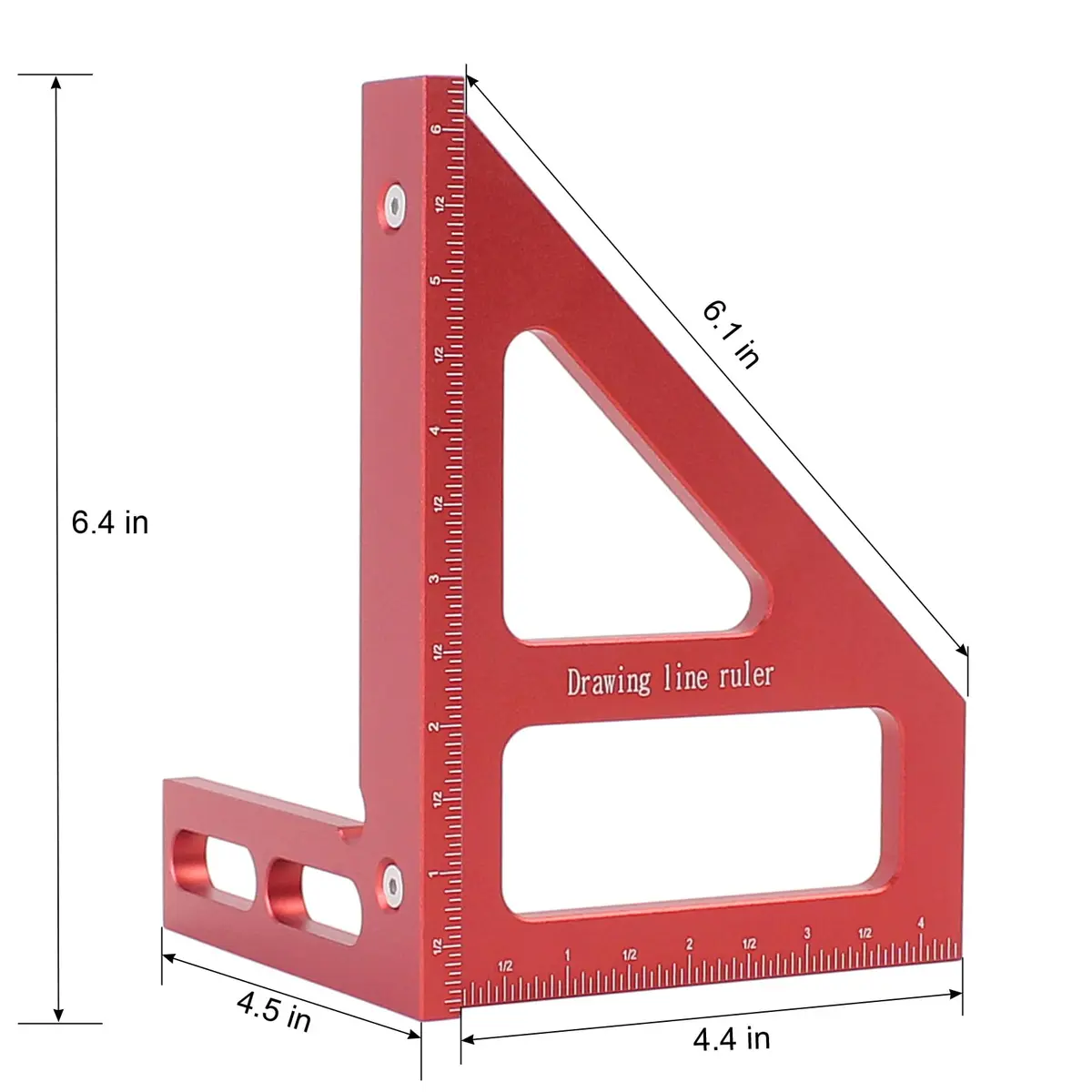 KETIPED 6" Imperial 3D Multi-Angle Measuring Ruler,45/90 Degree Aluminum Alloy for Woodworking - view 2
