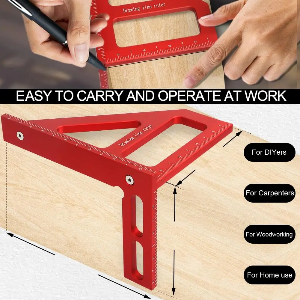 KETIPED 6" Imperial 3D Multi-Angle Measuring Ruler,45/90 Degree Aluminum Alloy for Woodworking - view 3
