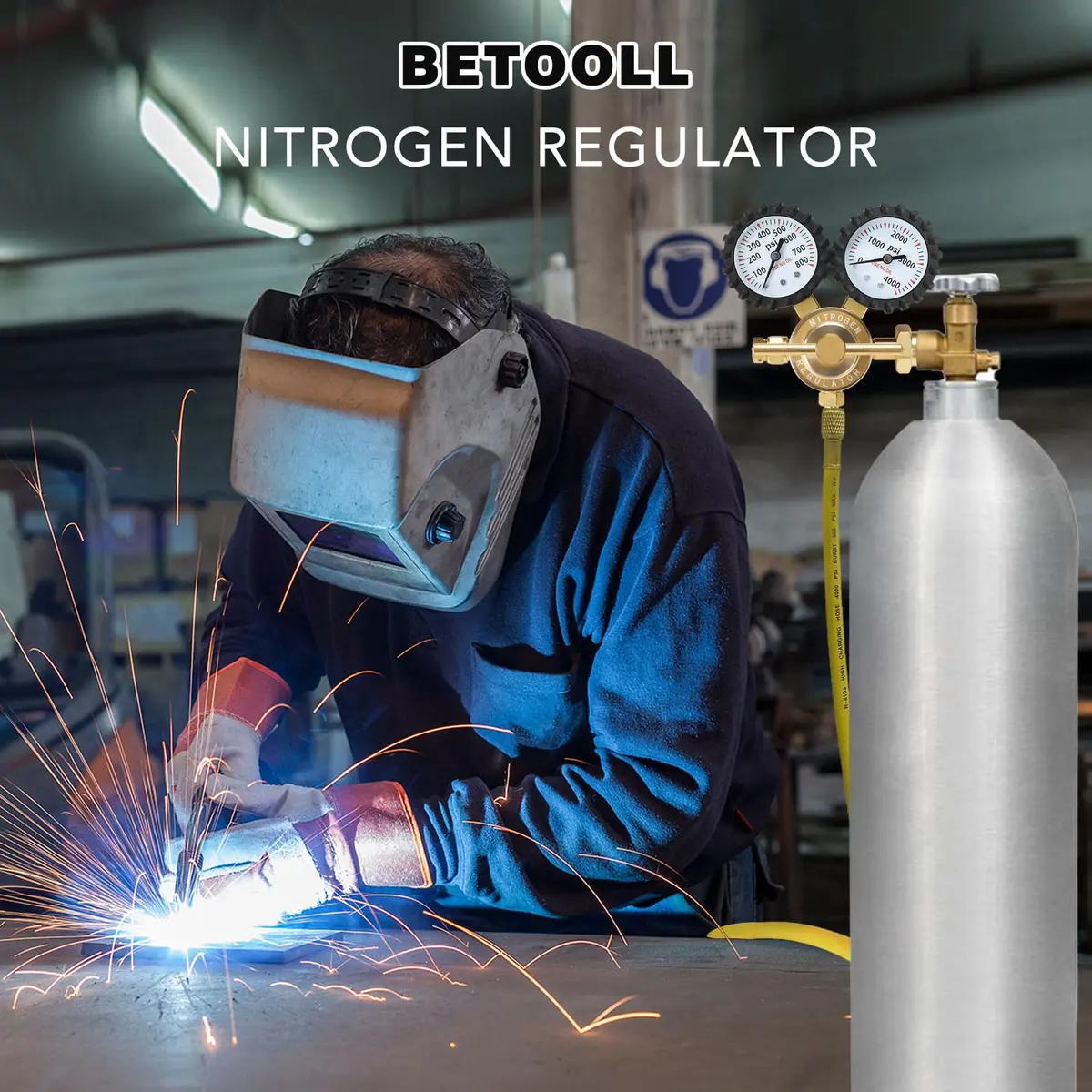 BETOOLL Nitrogen Regulator 0-800 PSI Brass with 78.7" Hose | HVAC & Welding Equipment - view 6
