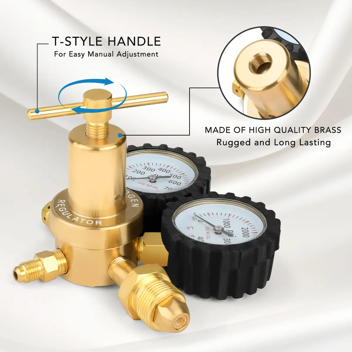 BETOOLL Nitrogen Regulator 0-800 PSI Brass with 78.7" Hose | HVAC & Welding Equipment - view 4