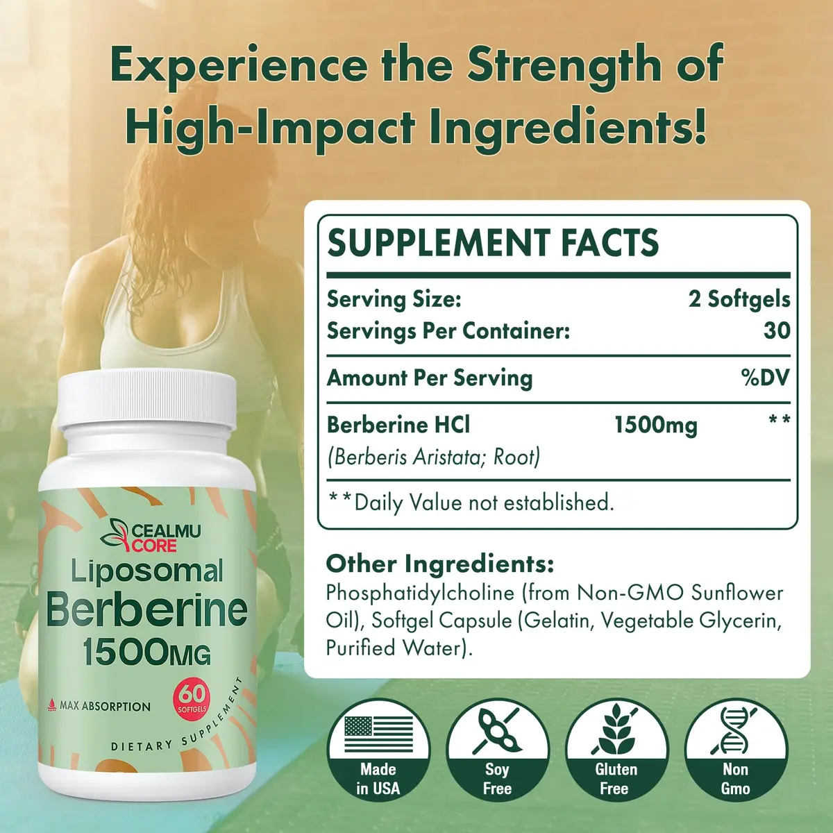 CEALMU CORE Liposomal Berberine HCL 60 Count | High Bioavailability Supplement for Adults - view 6
