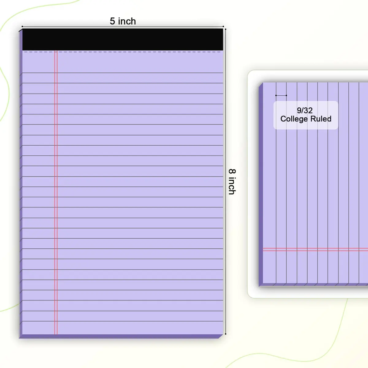 AILZFEI Purple Legal Pads 5x8 Inch (180 Pages Total) | College Ruled with Premium Paper - view 2