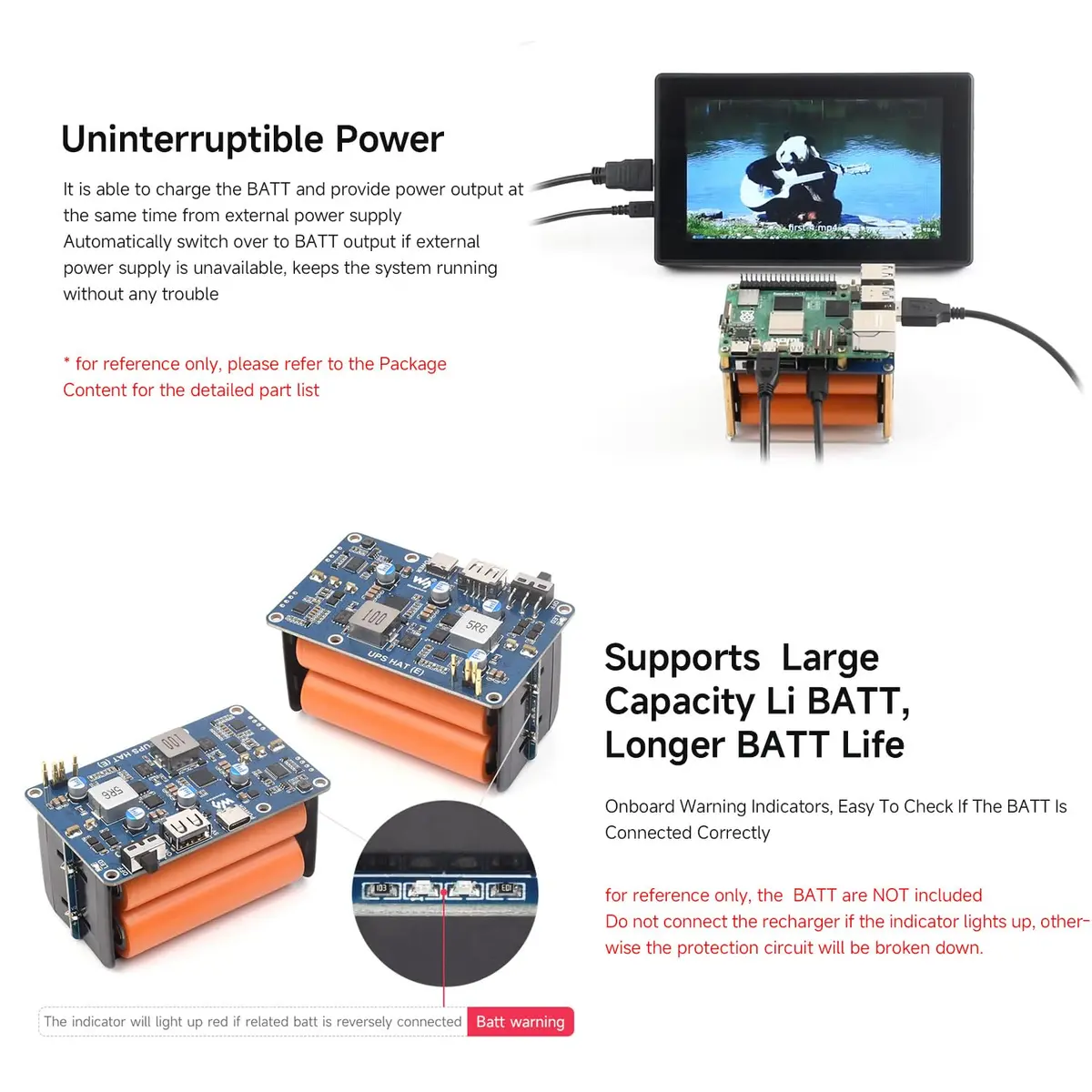 waveshare UPS HAT (E) Compatible with Raspberry Pi 5/4B/3B+ | Bi-Directional Fast Charging, 5V 6A, Pogo Pins - view 5
