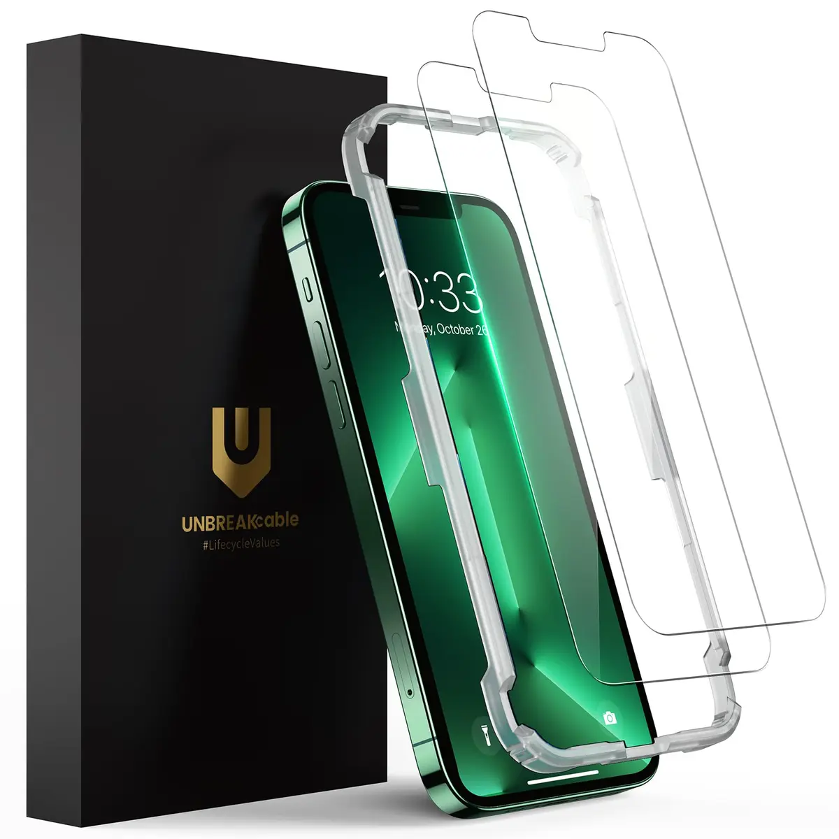 UNBREAKcable 2-Pack Screen Protector for iPhone 14 Plus/13 Pro Max | 9H Hardness, HD Clarity, Easy Install - main product image