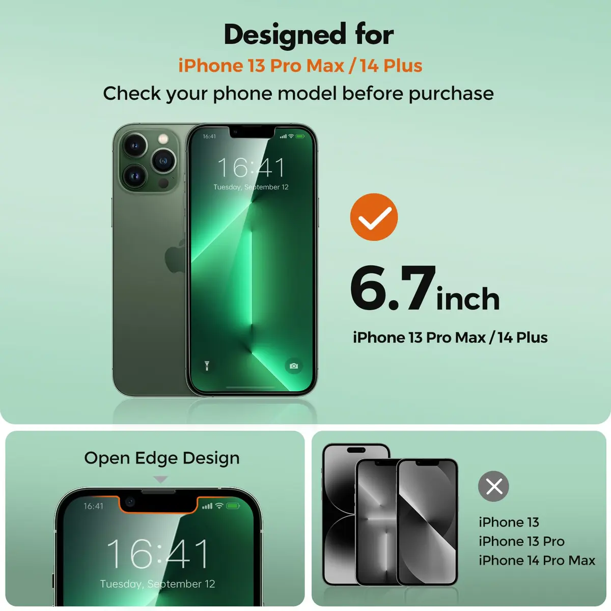 UNBREAKcable 2-Pack Screen Protector for iPhone 14 Plus/13 Pro Max | 9H Hardness, HD Clarity, Easy Install - view 2