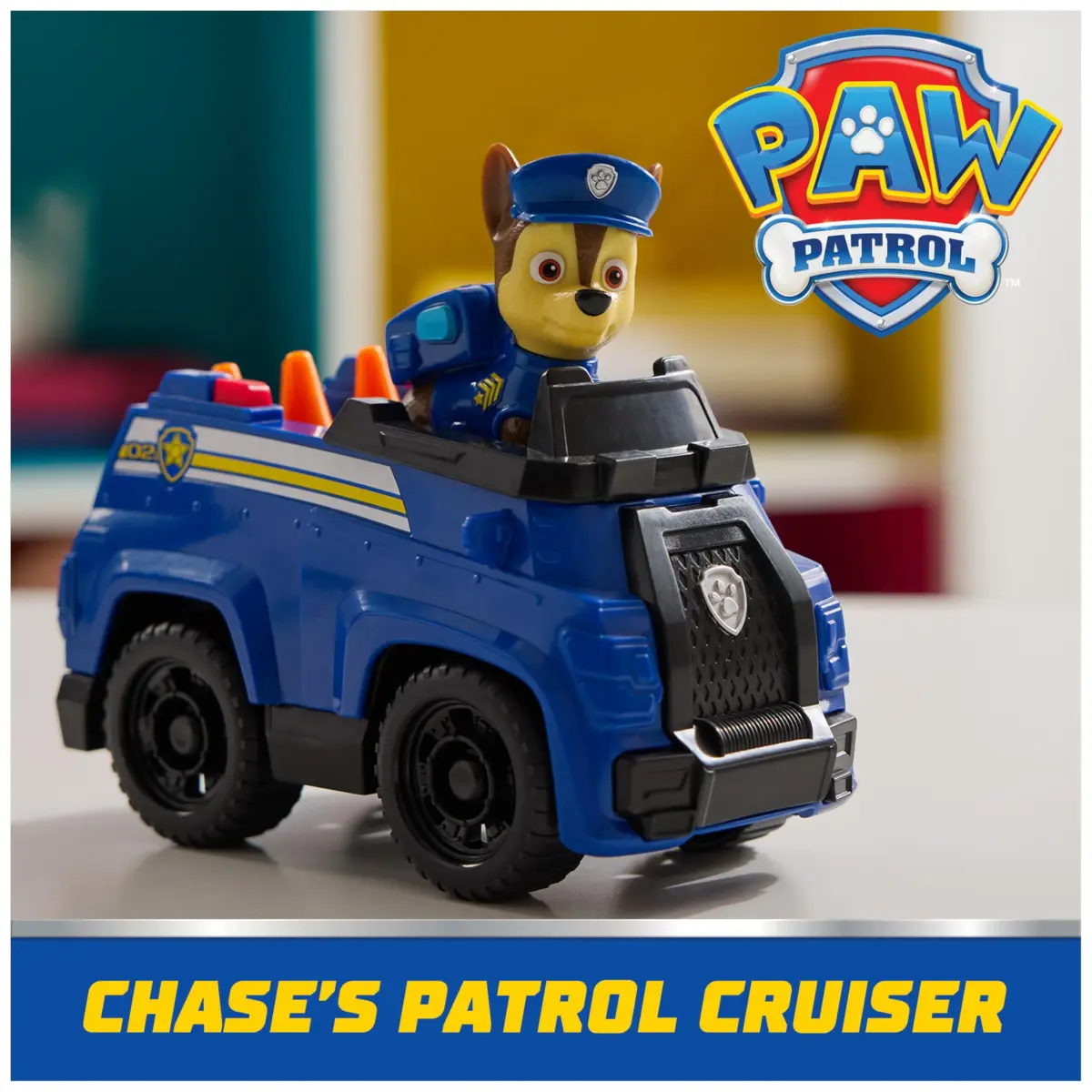 Paw Patrol Chase's Patrol Cruiser Toy Car with Collectible Action Figure | Made with 80% Recycled Plastic - view 2