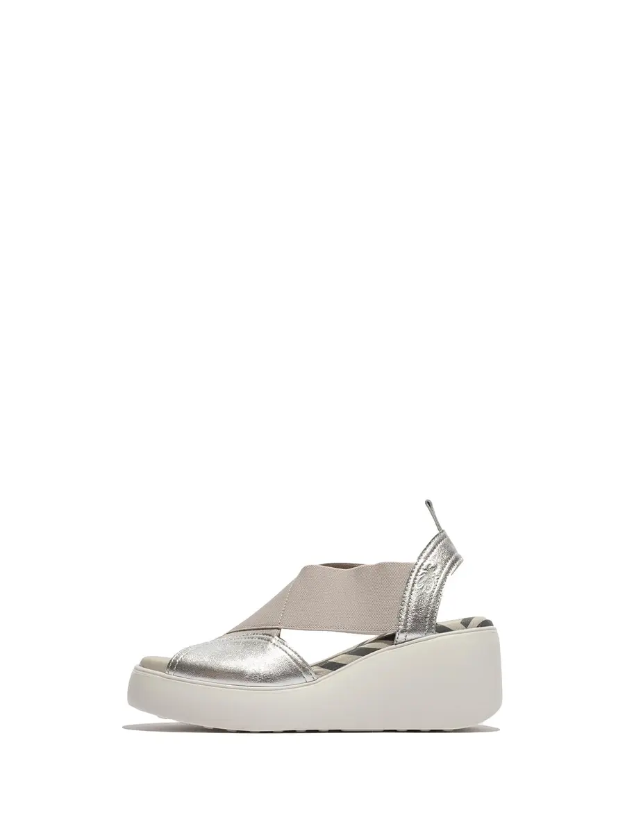 Fly London Daif216fly Women's Wedge Sandal, Silver | Casual Comfort with 2.5-inch Wedge - main product image