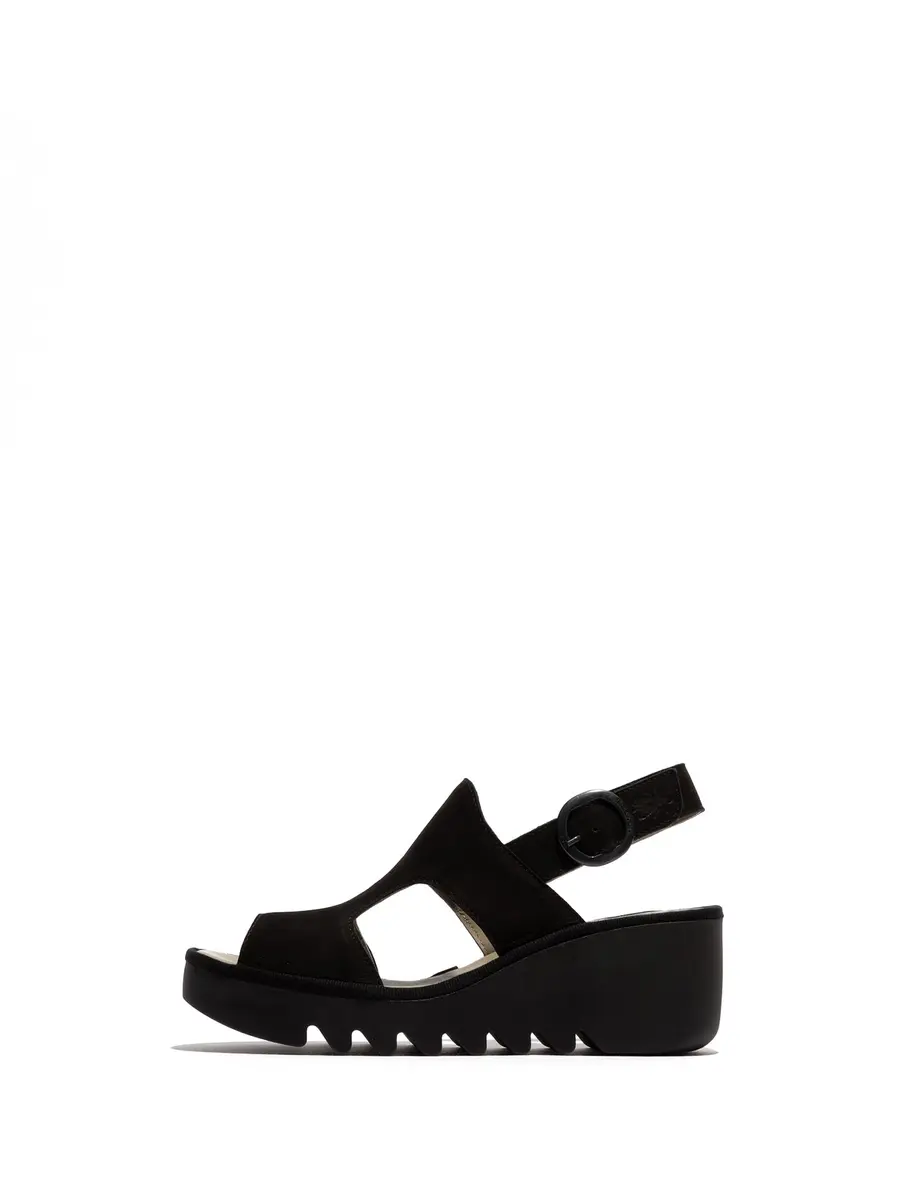 Fly London Baif585fly Sandal Black 10 | Leather Wedge Heel for Women - main product image