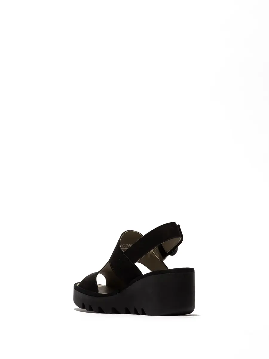 Fly London Baif585fly Sandal Black 10 | Leather Wedge Heel for Women - view 3