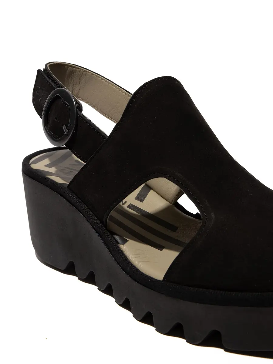Fly London Baif585fly Sandal Black 10 | Leather Wedge Heel for Women - view 4