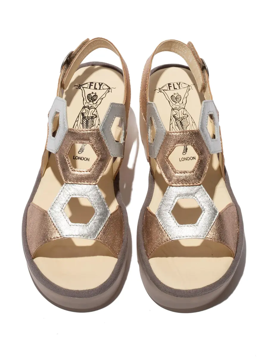 Fly London Tewa573fly Sandal, Sahara Silver, 10.5/11 | High-Quality Leather, 2.5-inch Block Heel - view 6