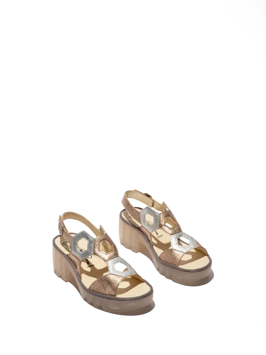 Fly London Tewa573fly Sandal, Sahara Silver, 10.5/11 | High-Quality Leather, 2.5-inch Block Heel - view 2