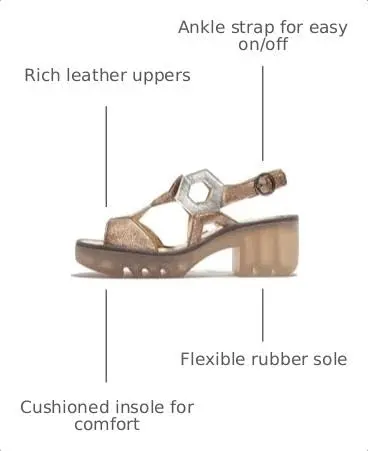 Fly London Tewa573fly Sandal, Sahara Silver, 10.5/11 | High-Quality Leather, 2.5-inch Block Heel - view 4