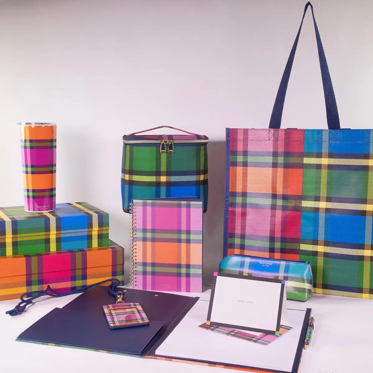 kate spade new york Pen and Pencil Case, Grand Plaid Duo | Classic Plaid Design, Durable Zipper, Compact Office & Stationery Organizer - view 6