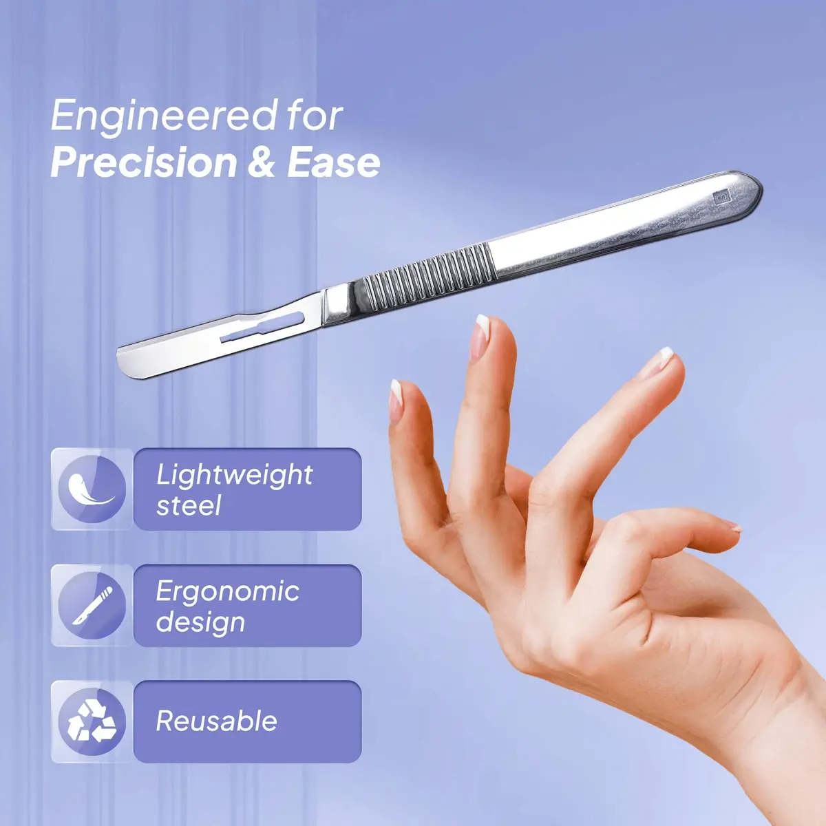 MyMed #14R Dermaplaning Razor Blades with Handle - Pack of 15 + 1 | High Carbon Steel & Stainless Steel - view 5