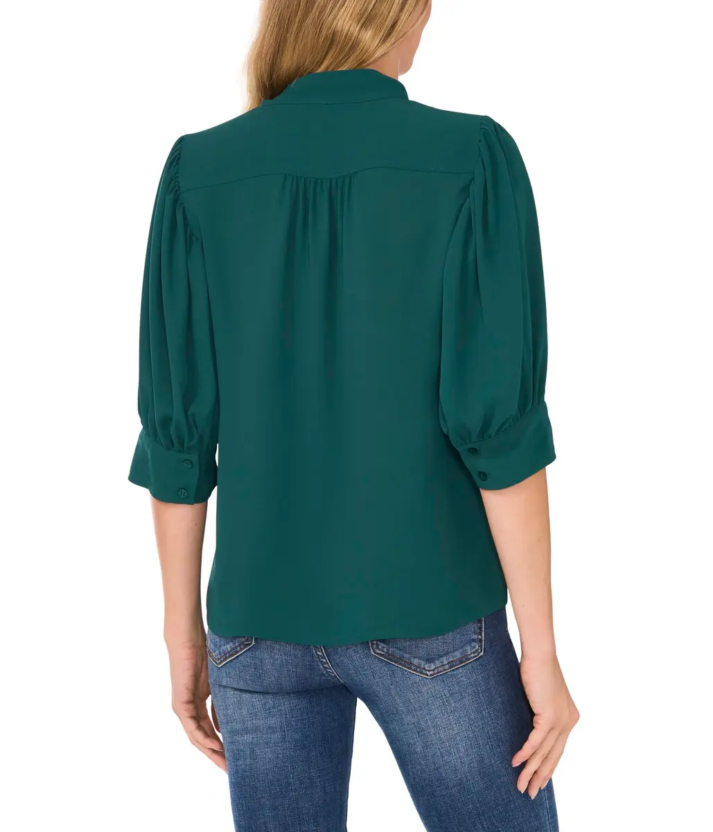 CeCe Open Collar Short Sleeve Top with Hidden Placket | Modern Medical Uniform (70-120 chars) - view 2