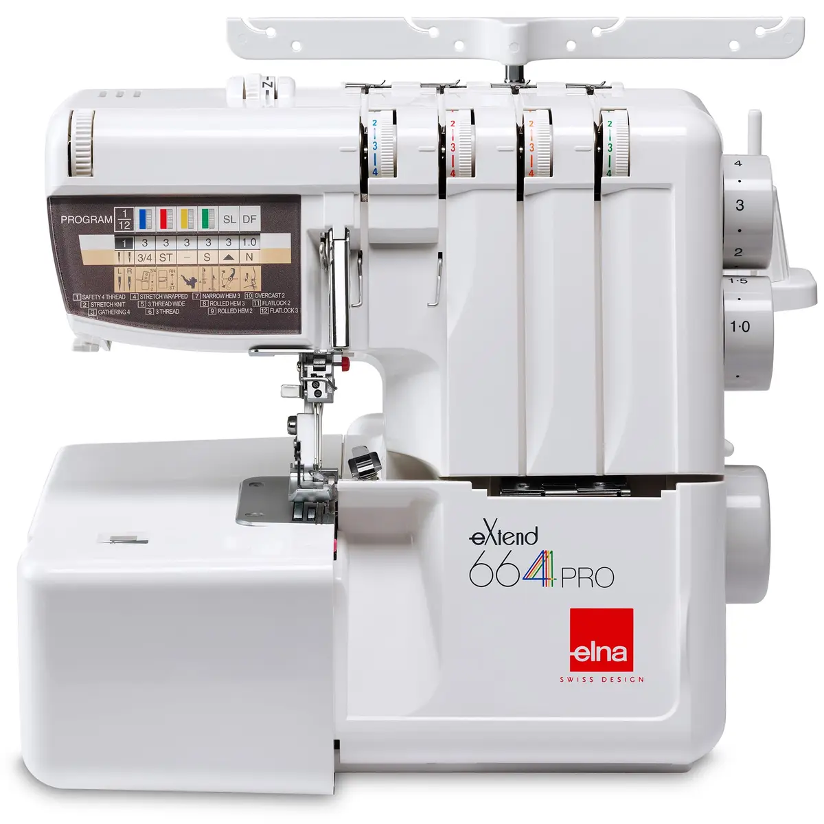 Elna eXtend 664PRO V2 Serger 4/3/2 Thread | Easy-Threading, 12 Stitch Programs, Up to 1,300SPM - main product image
