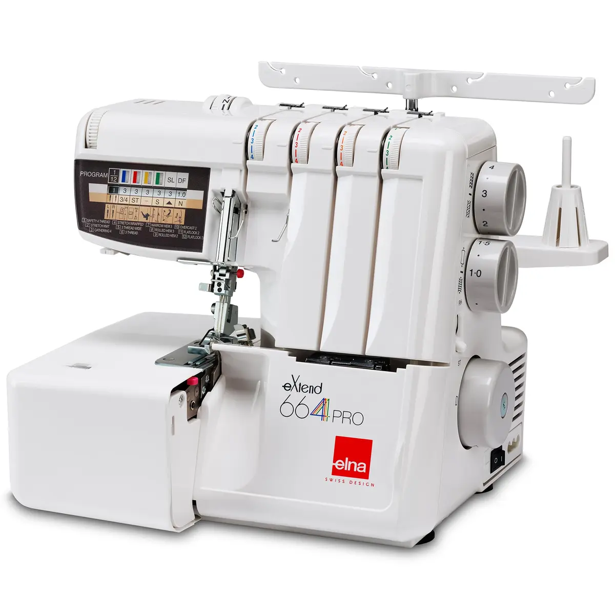 Elna eXtend 664PRO V2 Serger 4/3/2 Thread | Easy-Threading, 12 Stitch Programs, Up to 1,300SPM - view 2