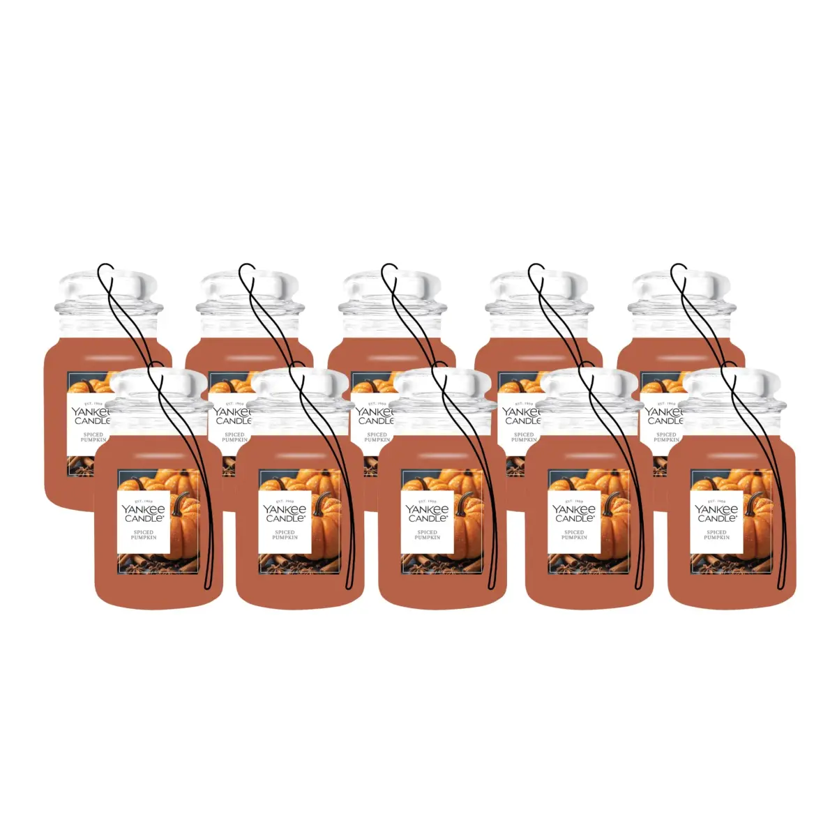 Yankee Candle Spiced Pumpkin Paper Car Jar Air Freshener 10 Fl Oz (Pack of 10) | Long-Lasting Odor Neutralizing Fragrance - main product image