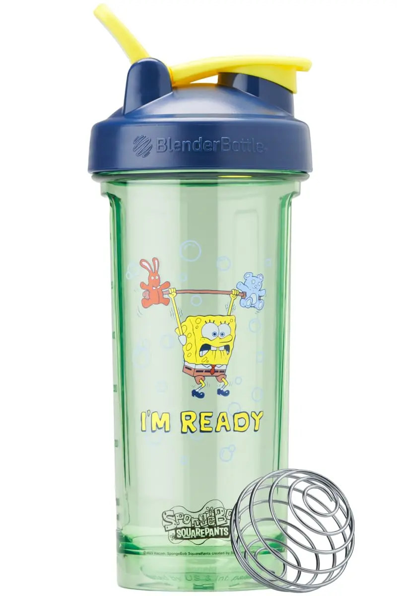 BlenderBottle SpongeBob ProSeries Tritan Shaker Bottle 28 oz Blue | Odor-Resistant, Rounded Base, BPA-Free - main product image