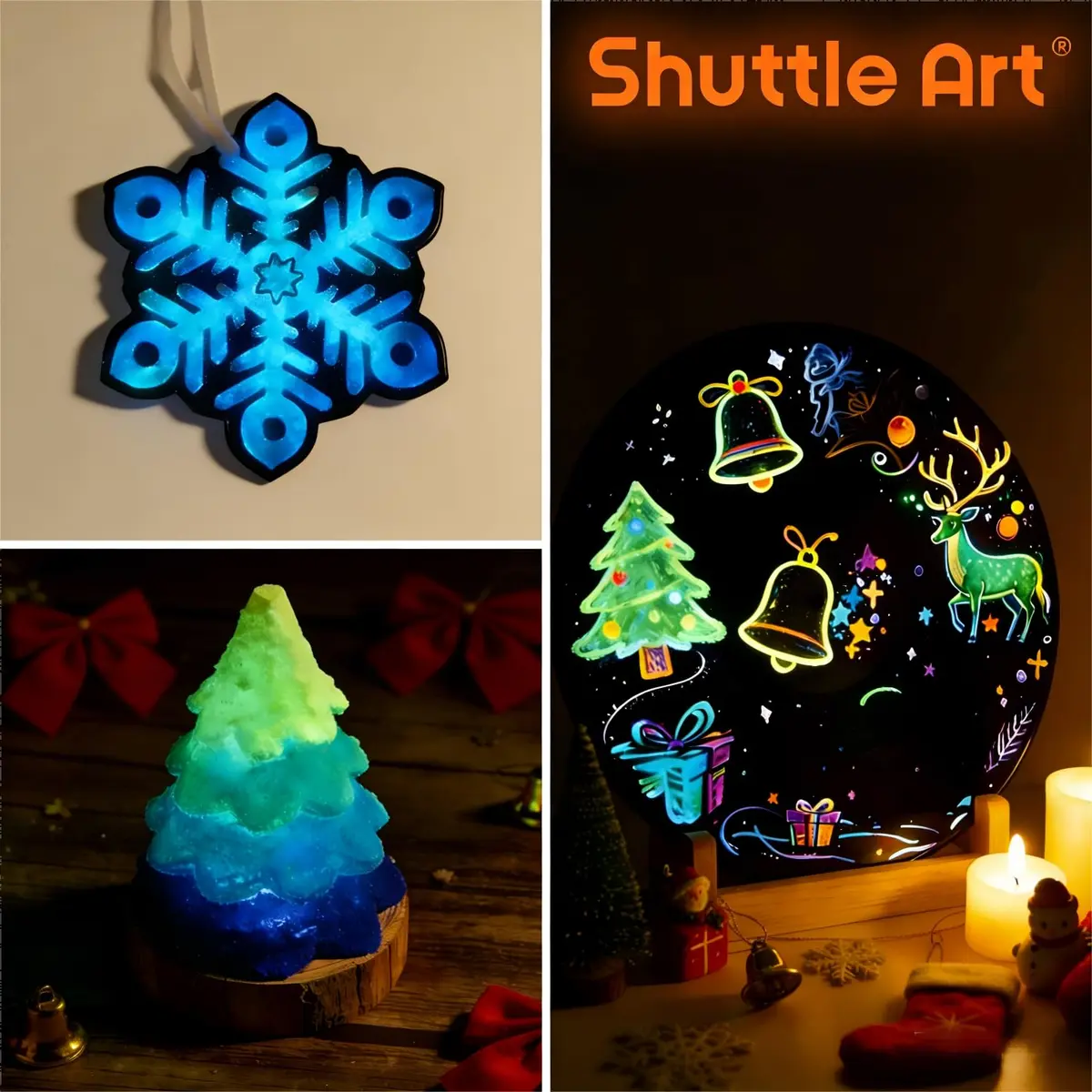 Shuttle Art Glow in the Dark Acrylic Paint Set 12 Colors 60ml (2oz) Bottles | Non-Toxic, Fast Charging, Waterproof - view 4