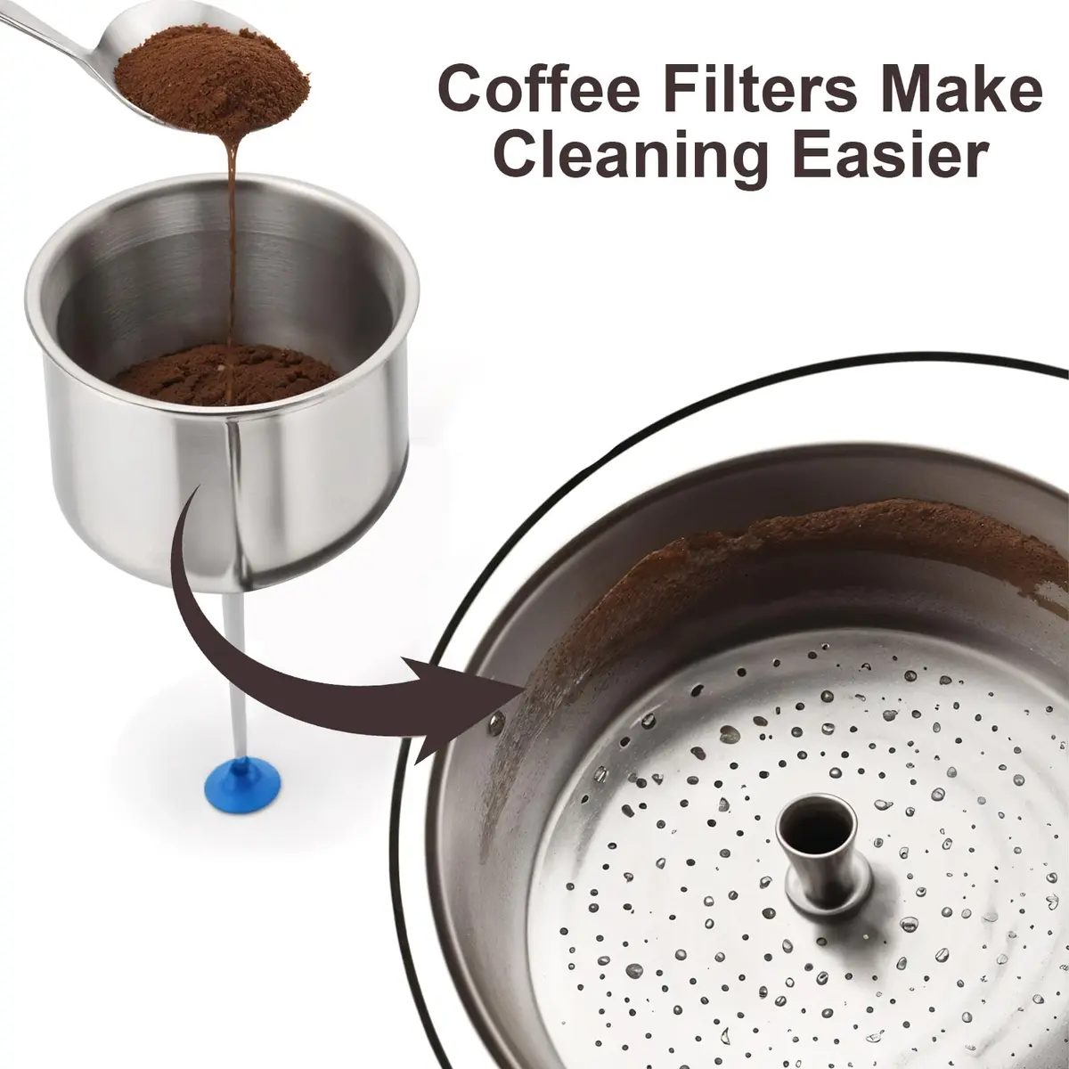 Prudiut Natural 200 Count Coffee Filter Discs | 3.5in for Percolator & Basket (70-120c) - view 4