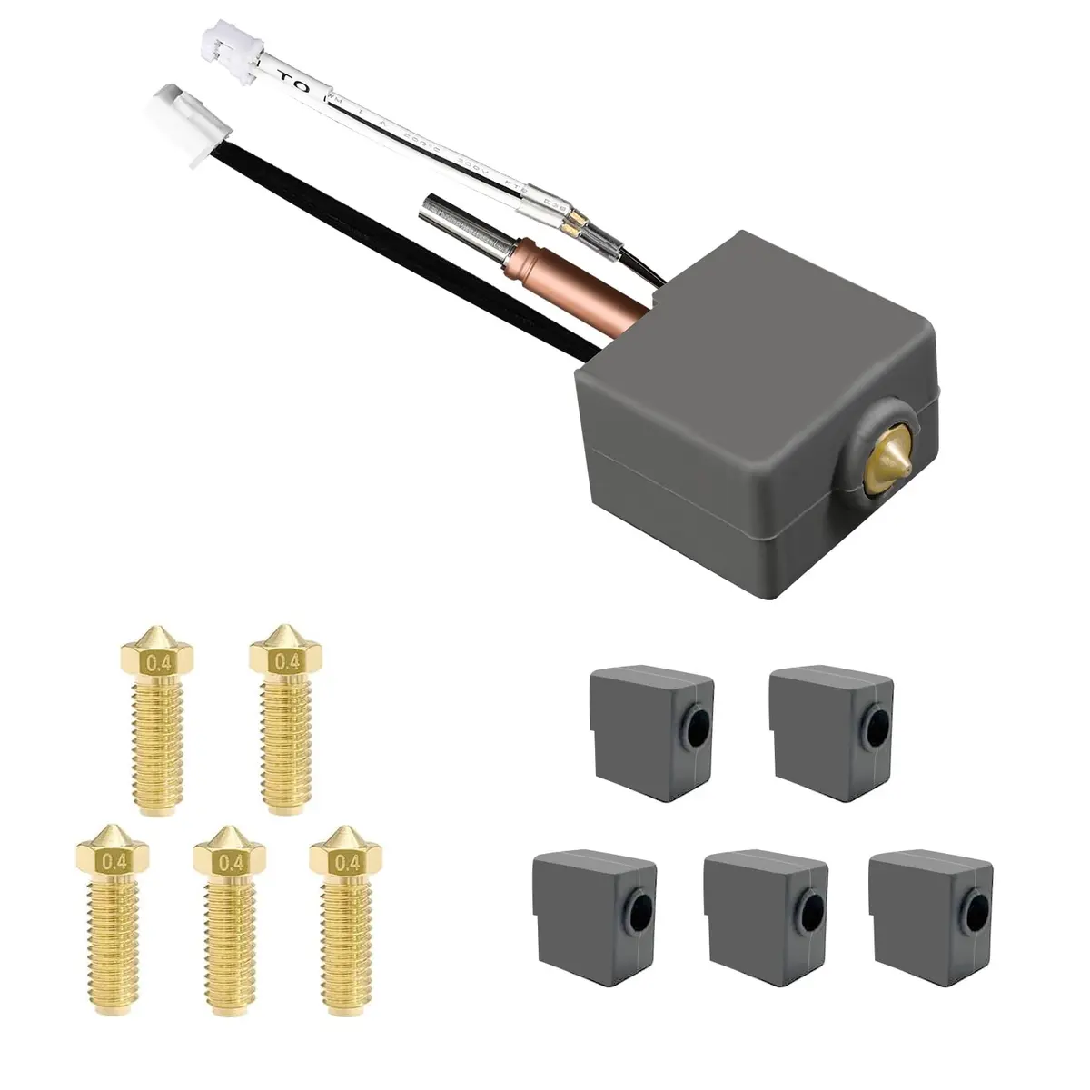 Aladrs Hotend Kit Assembled for Anycubic Kobra 3/3 Combo, Kobra 3 V2/3 V2 Combo with 0.4mm Nozzle & Silicone Socks (1.75mm Filament) - view 2