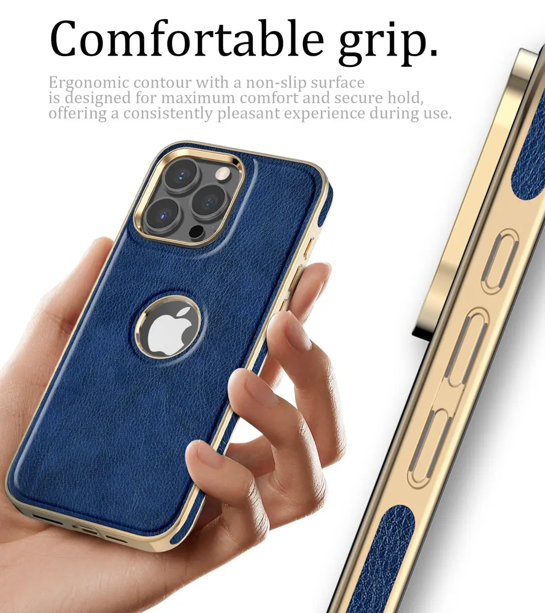 LOHASIC iPhone 16 Pro Max Leather Case MagSafe Blue | Luxury Vegan Leather, Magnetic, Drop & Screen Protection - view 5
