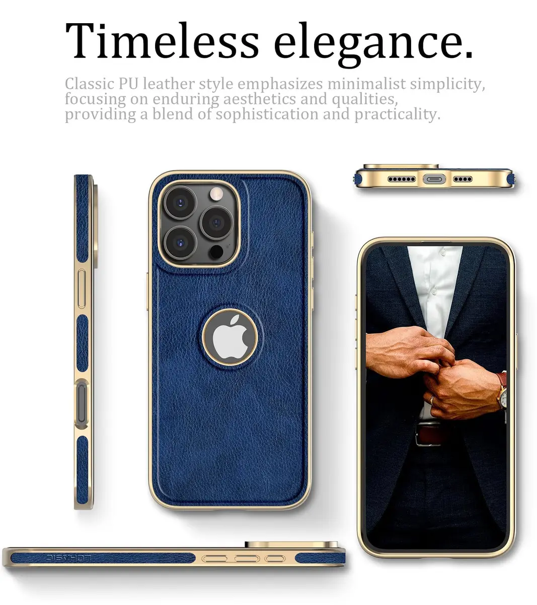 LOHASIC iPhone 16 Pro Max Leather Case MagSafe Blue | Luxury Vegan Leather, Magnetic, Drop & Screen Protection - view 3