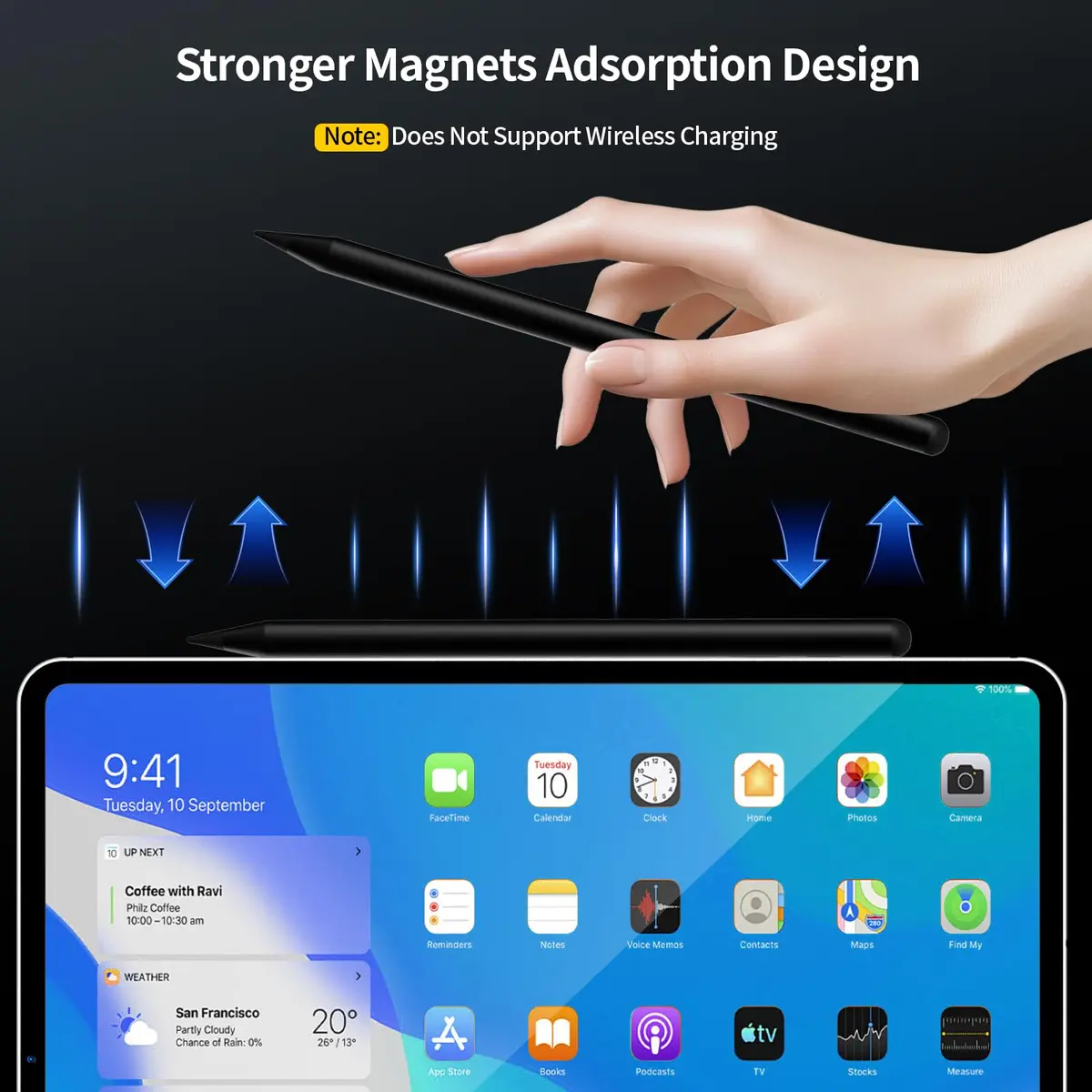 Tresoba Stylus Pen for iPad 6th-11th Gen | LED Power Display, Palm Rejection, USB-C Charging - view 5