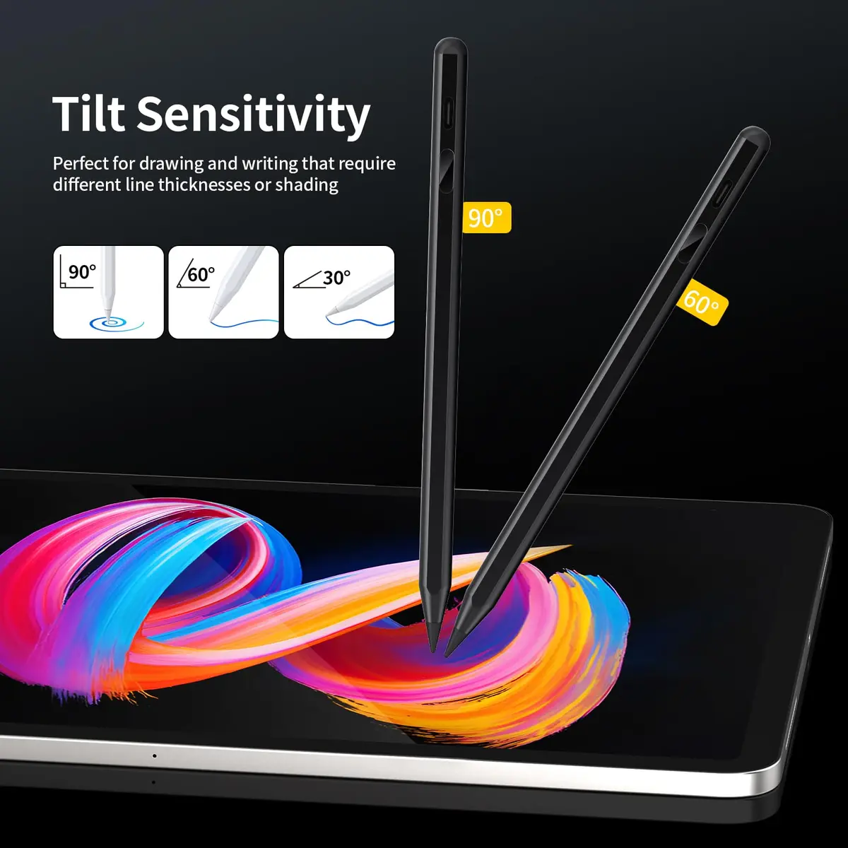 Tresoba Stylus Pen for iPad 6th-11th Gen | LED Power Display, Palm Rejection, USB-C Charging - view 7