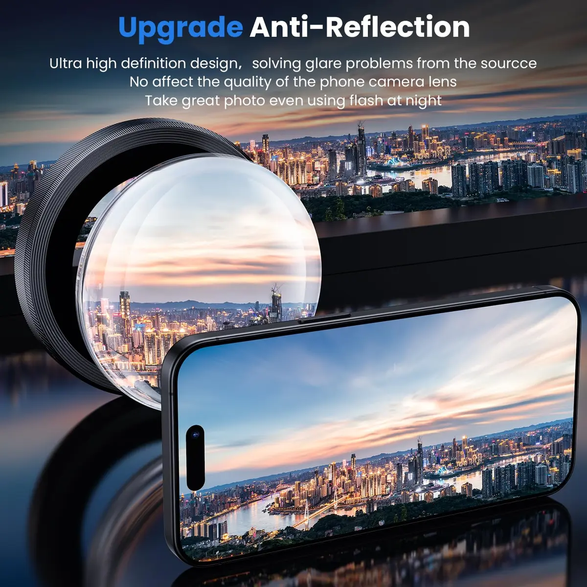 WSKEN iPhone 16 Pro/Pro Max Camera Lens Protector Black Titanium | 9H Tempered Glass with AR Coating - view 2